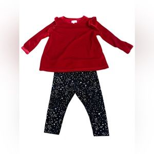 18M BCBG Girls' 2 Piece Leggings Set Outfit, Red Velvet